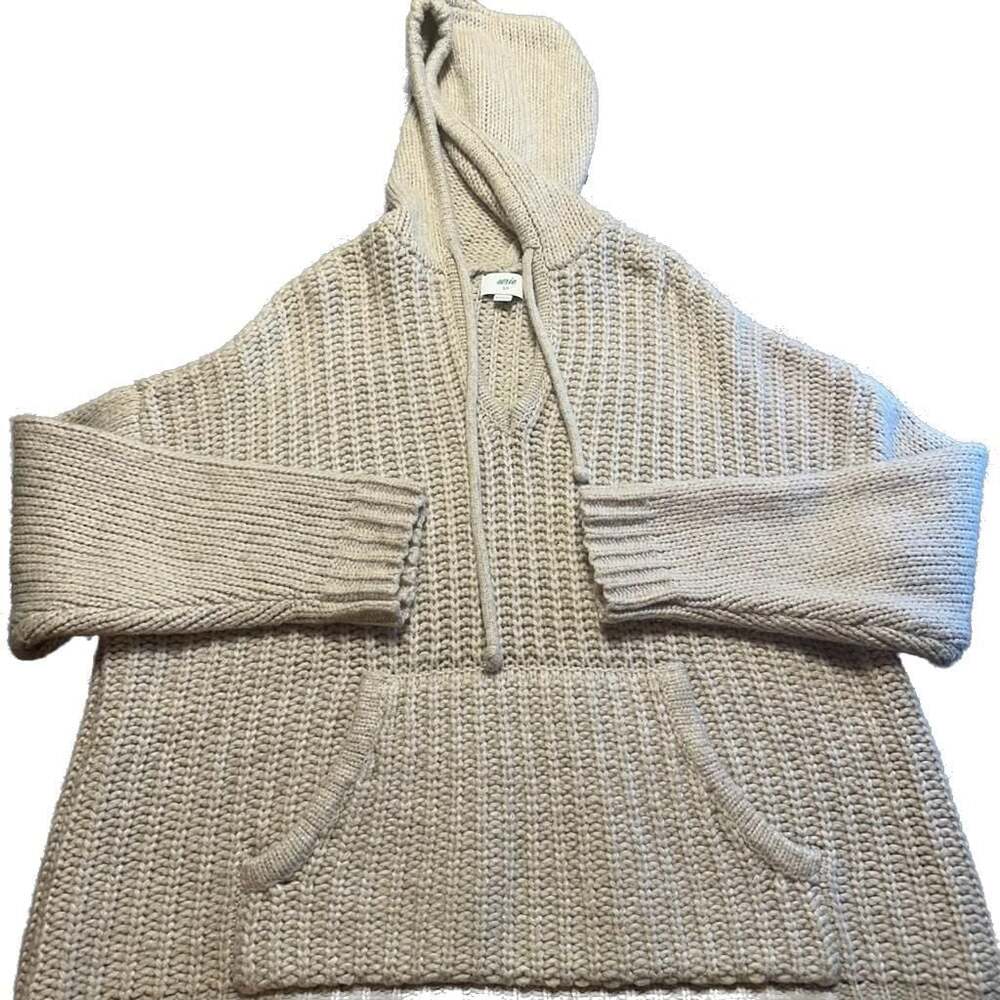 Chunky Knit Hoodie Sweater Oatmeal Cozy Slouchy Fall Neutral Aerie Soft Girl